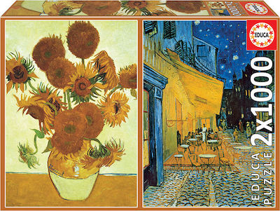 Van Gogh: Sunflowers & Cafe at night Puzzle 2D 1000 Pieces