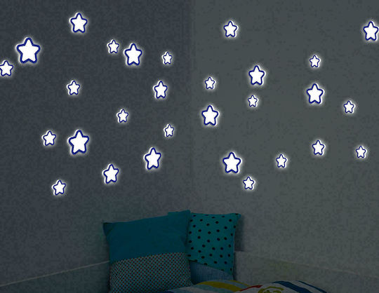 Ango Autocolant Decorativ pentru Copii Perete Fluorescent Glow Star 42buc