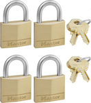 Master Lock 140EURQNOP Steel Padlock Brass with Key 40mm 4pcs 140440112