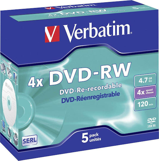 Verbatim Rewritable DVD-RW 4x 4.7GB 5pcs