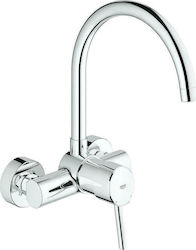 Grohe Concetto Tall Kitchen Wall Faucet Silver