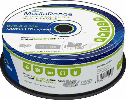 MediaRange Inscripționabile DVD-R 16x 4.7GB Cutie pentru prăjituri 25buc