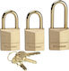 Master Lock 3115EURD Steel Padlock Brass with Key 15mm 3pcs 311515112