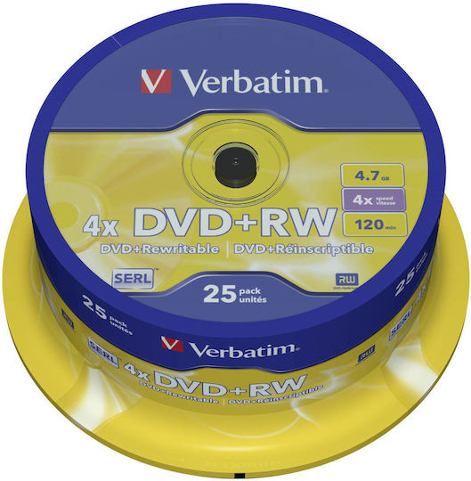 Verbatim Презаписваеми DVD+RW 4x 4.7ГБ Кутия за торта 25бр