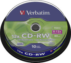 Verbatim Rewritable CD-RW 12x 700MB Cake Box 10pcs