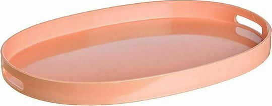 JK Home Decoration Plastic Oval Tavă de Servire cu Mânere Salmon 44x34cm 38147 1buc