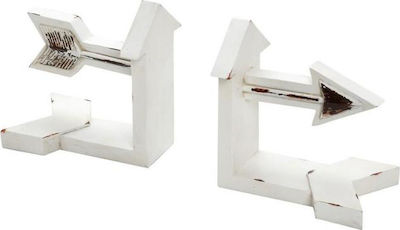 Wooden Bookend in White Color 29.5x9.2cm.