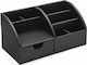 Leder Schreibtisch-Organizer in Schwarz Farbe 29x15x14cm.