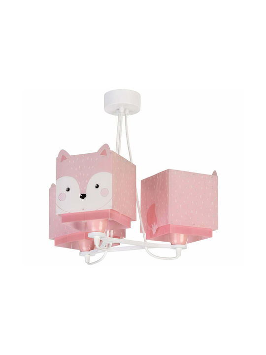 Ango Little Fox Candelabru Lumină de tavan pentru copii Agățat din plastic 23W cu suport pentru bec E27 Roz 39cm