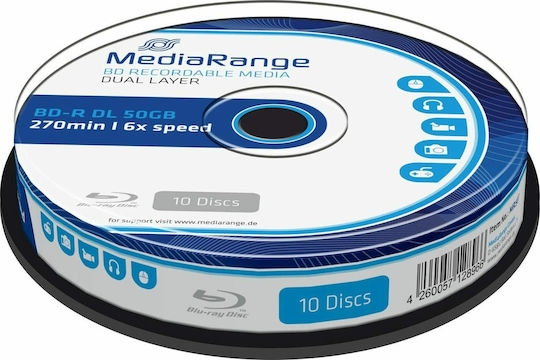 MediaRange Εγγράψιμα BD-R 6x Dual Layer 50GB Cake Box 10τμχ