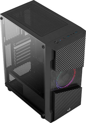 Aerocool Menace Saturn FRGB v1 Gaming Midi Tower Κουτί Υπολογιστή με Πλαϊνό Παράθυρο Μαύρο