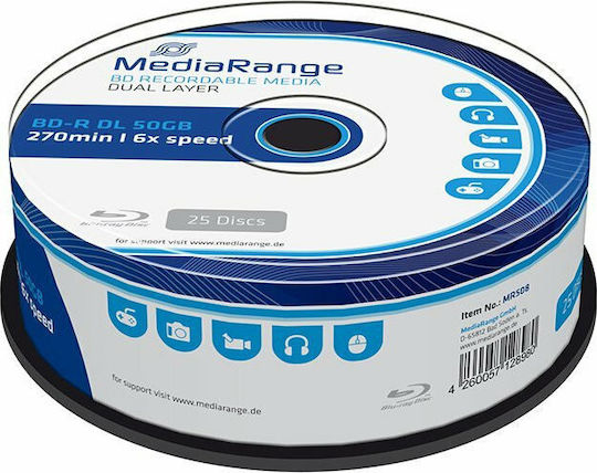 MediaRange Inscripționabile BD-R 6x Strat dublu 50GB Cutie pentru prăjituri 25buc