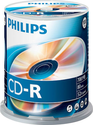 Philips Εγγράψιμα CD-R 52x 700MB Cake Box 100τμχ