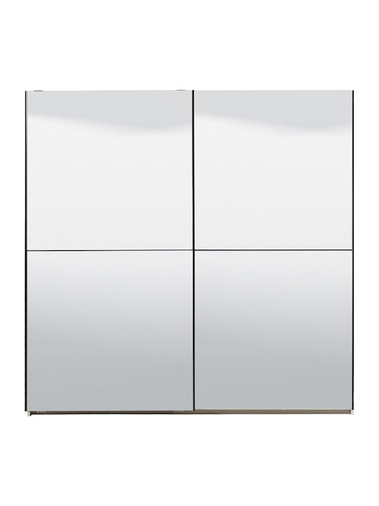 Δίφυλλη Ντουλάπα Ρούχων Συρόμενη Ksanti με Καθρέπτη Λευκή 217x62.5x210cm