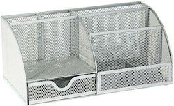 Metallisch Schreibtisch-Organizer in Silber Farbe 28x12.5x14cm.