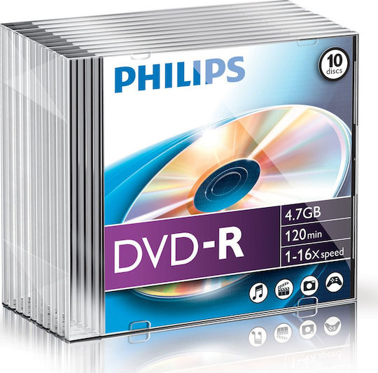 Philips Beschreibbare DVD-R 16x 4.7GB 10Stück