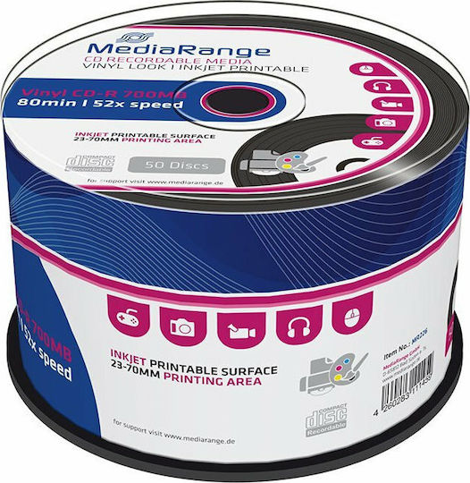 MediaRange Εγγράψιμα CD-R 52x 700MB Cake Box 50τμχ