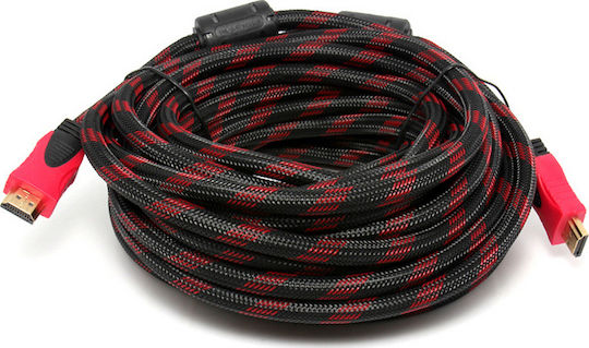 HDMI 1.4 High Speed 1080p 120Hz Braided Cable HDMI male - HDMI male 20m Κόκκινο