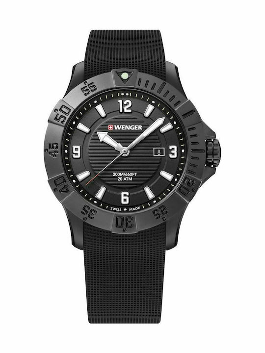 Wenger Seaforce Ανδρικό Ρολόι 43mm Μπαταρίας με Μαύρο Καουτσούκ Λουράκι