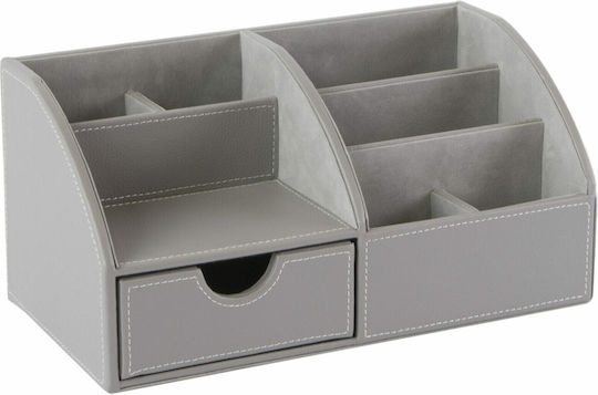 Leather Desk Organizer in Gray Color 29x15x14cm