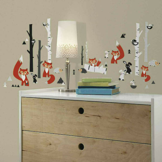 RoomMates Decor Детски Декоративен Стикер За Стена Дървета И Лисици RMK2721 30см 60 Бройки
