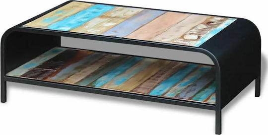 Central Rectangular Coffee Table from Solid Wood Multicolour M100xW50xH35cm