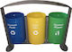 Molyto 40.10.090 Recycling Metallic Waste Bin 3x70lt Multicolour