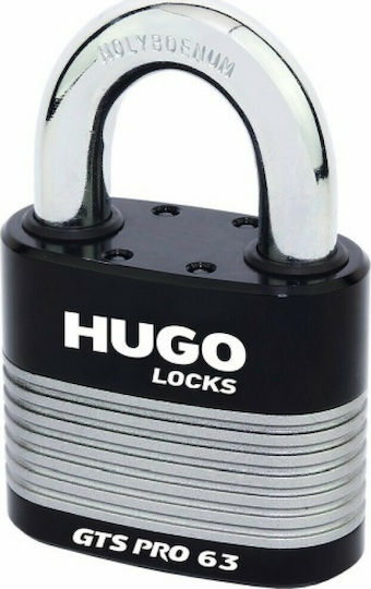Hugo Locks GTS Pro 50 Ατσάλινο Λουκέτο Πέταλο με Κλειδί 50mm Μαύρο