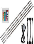 USB TV Strip Light LED Лента Захранване USB (5V) RGB Дължина 4x50cm и 60 LED на Метър с Дистанционно SMD5050