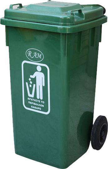 Ram Plastic Wheeled Waste Bin 100lt Green