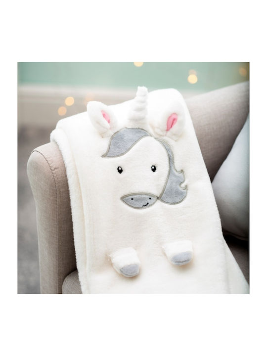 Sass & Belle Одеяло Детски пелени за пелени Unicorn Флийс Бяло 70x105см.