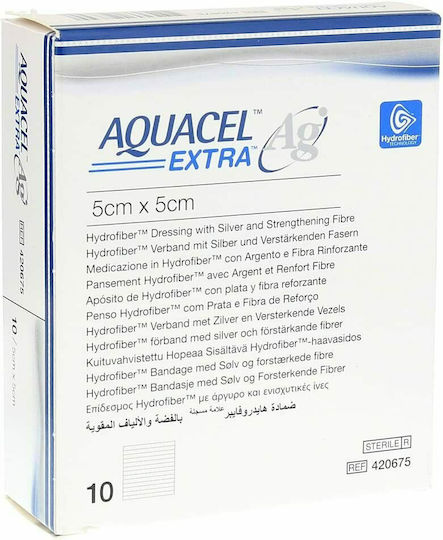 Convatec Non-Sterile Gauze Pads 5x5cm Aquacel Extra Ag Hydrofiber Non-Stick with Mesh 10pcs