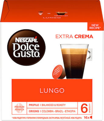 Nescafe Κάψουλες Espresso Lungo Συμβατές με Μηχανή Dolce Gusto 6caps