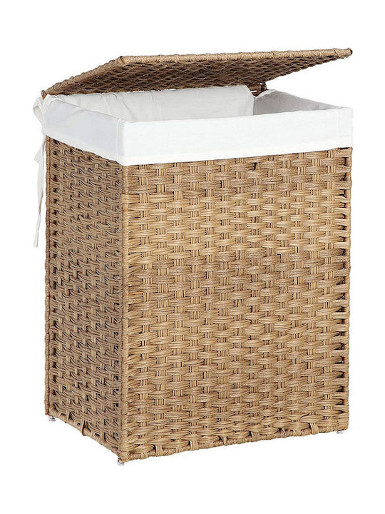 Songmics Laundry Basket Wicker Folding with Cap 46x33x60cm Brown