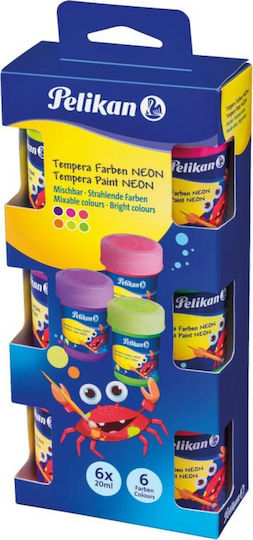 Pelikan Tempera Paint Neon Темперни бои Задайте в Буркан 20мл 6бр