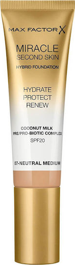 Max Factor Miracle Second Skin Лилаво/бяло SPF20 07 Естествена среда 30мл