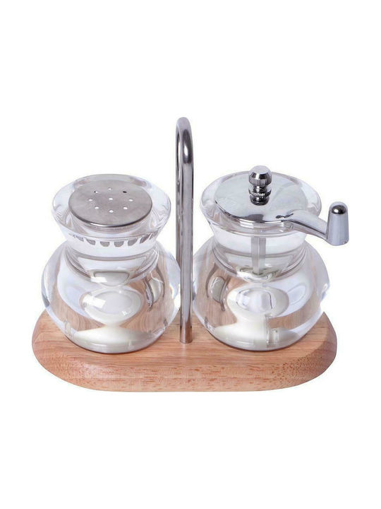 Espiel Rubberwood Salt and Pepper Set Glass with Stand 2pcs