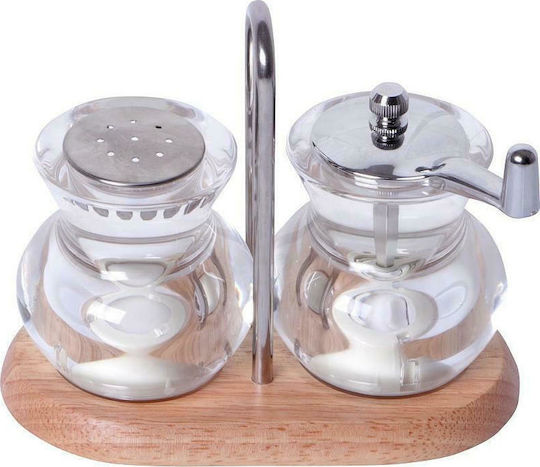 Espiel Rubberwood Salt and Pepper Set Glass with Stand 2pcs