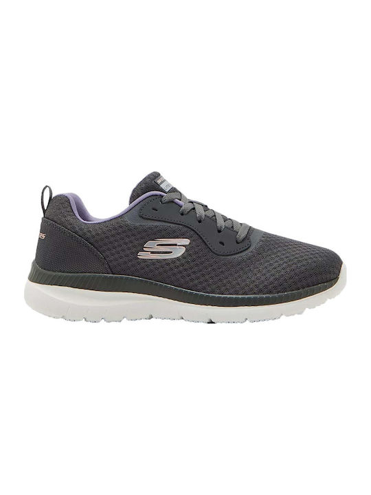 Skechers Mesh Lace Up Sport Shoes Running Gray