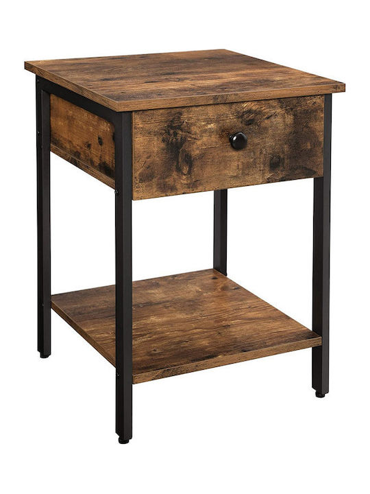 Wooden Bedside Table with Metallic Legs 40x40x55cm