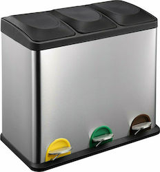 Sidirela Recycling Metallic Waste Bin 3x12lt with Pedal Inox