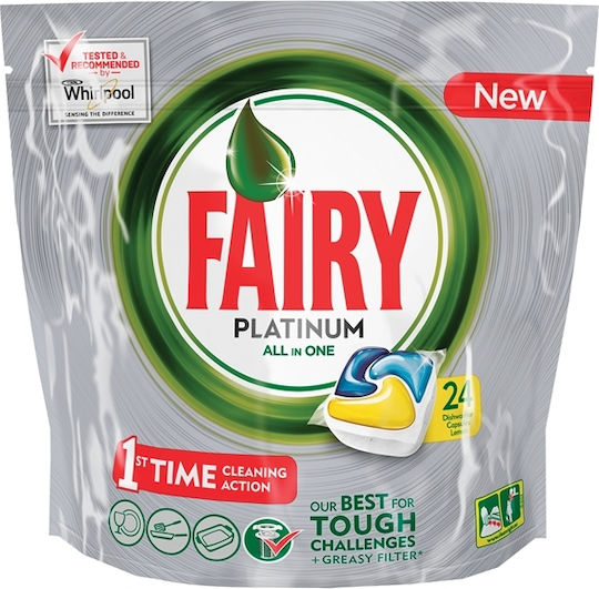 Fairy Platinum All in One 62 Κάψουλες Πλυντηρίου Πιάτων με Άρωμα Lemon