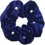 Velvet Scrunchie with Blue Pearls