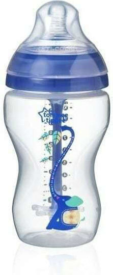 Tommee Tippee Plastic Baby Bottle Advanced Anti-Colic With Silicone Teat For 3+ Months Blue Elephant Blue 340ml