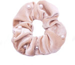 Velvet Scrunchie with Beige Pearls