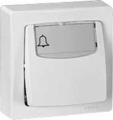 Legrand Oteo Complete Wall Push Bell Button with Frame Μονό Φωτεινό White 086009