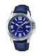 Casio Enticer Herrenuhr 41.5mm Batterie mit Blau Lederarmband