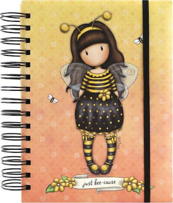 Santoro Bee Loved Notebook Spiral Ruled with Elastic Orange