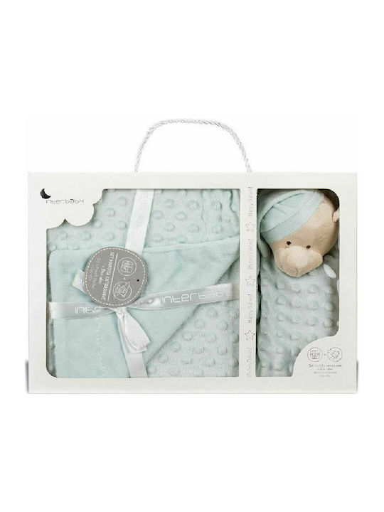 Interbaby Κουβέρτα Αγκαλιάς & Λίκνου Bear με Ζωάκι 80x110εκ.