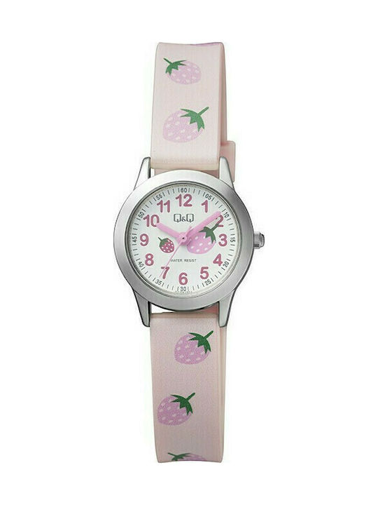 Q&Q Kids Analog Watch with Rubber/Plastic Strap Pink